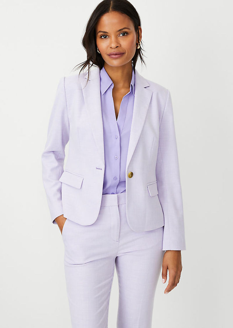 Ann Taylor The Petite Perfect One Button Blazer in Textured Stretch