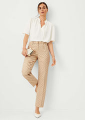 Ann Taylor The Petite Relaxed Cotton Ankle Pant in Check