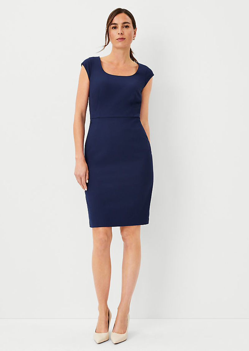 Ann Taylor The Petite Scoop Neck Sheath Dress in Bi-Stretch - Curvy Fit