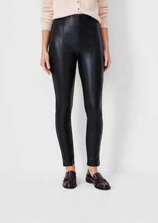 Ann Taylor The Petite Seamed Side Zip Legging in Pebbled Faux Leather Ponte
