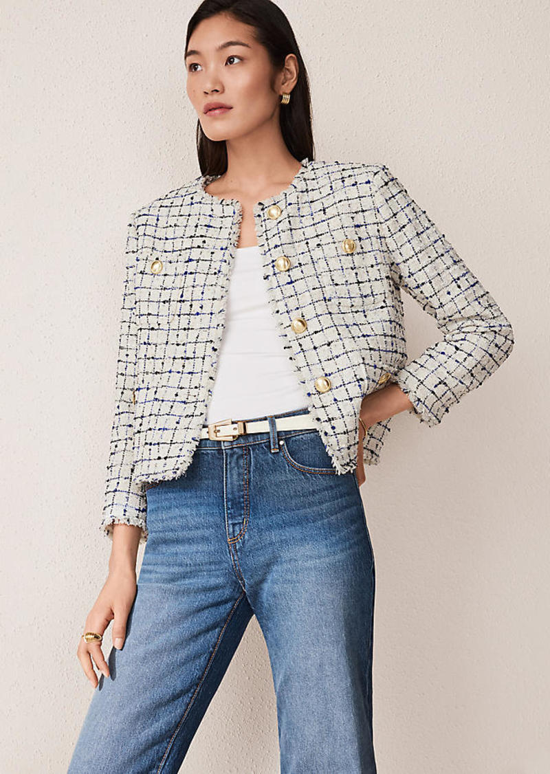 Ann Taylor The Petite Short Patch Pocket Jacket in Confetti Fringe Tweed