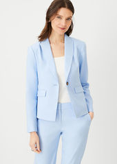 Ann Taylor The Petite Shorter One Button Peak Lapel Blazer in Linen Twill