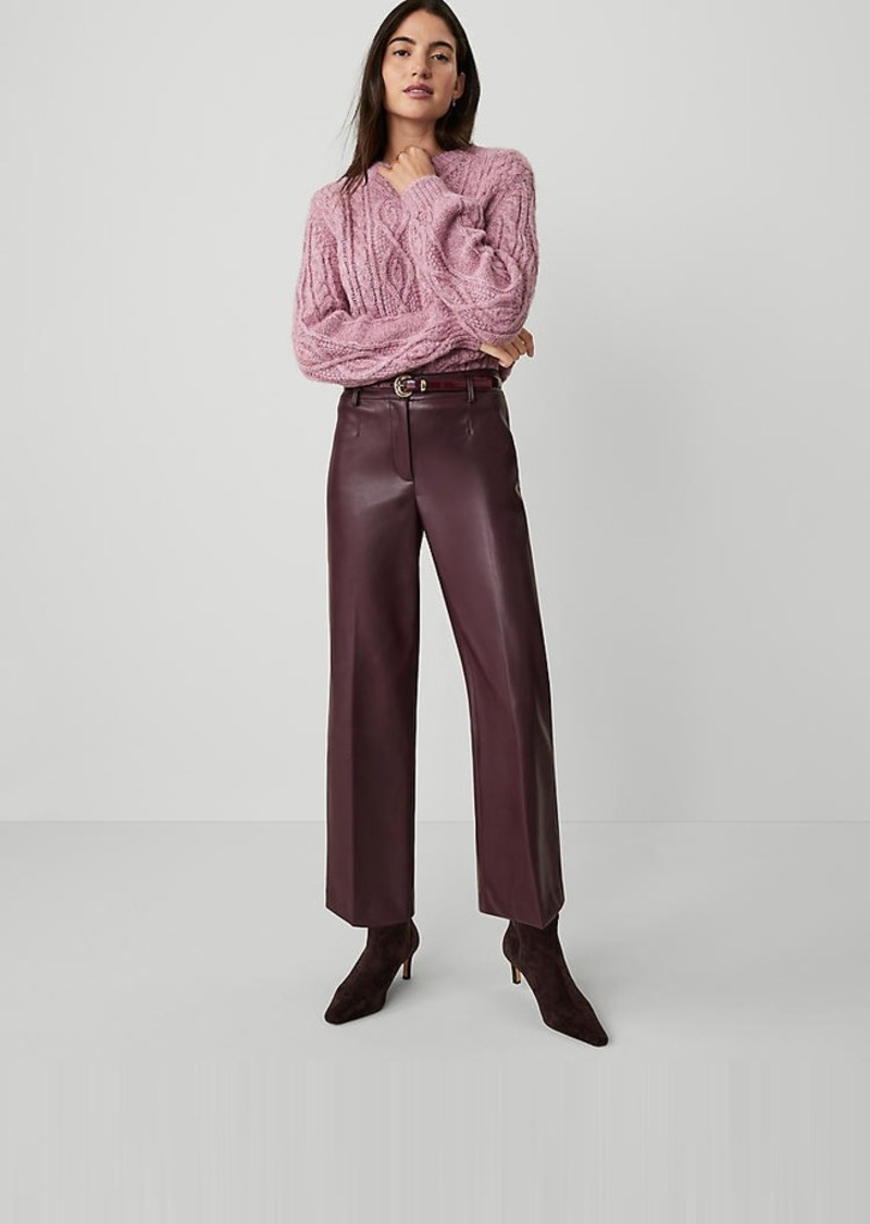 Ann Taylor The Petite Straight Ankle Faux Leather Pant