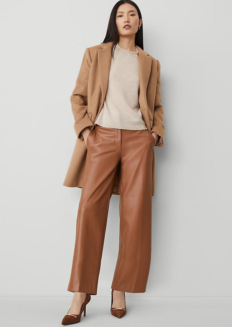 Ann Taylor The Petite Straight Ankle Pant in Faux Leather