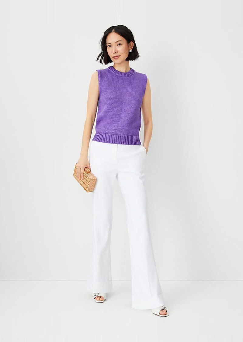 Ann Taylor The Petite Tab Waist Cuffed Trouser Pant in Linen Twill