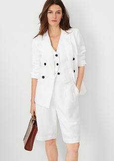 Ann Taylor The Petite Tailored Double Breasted Blazer in Linen Blend
