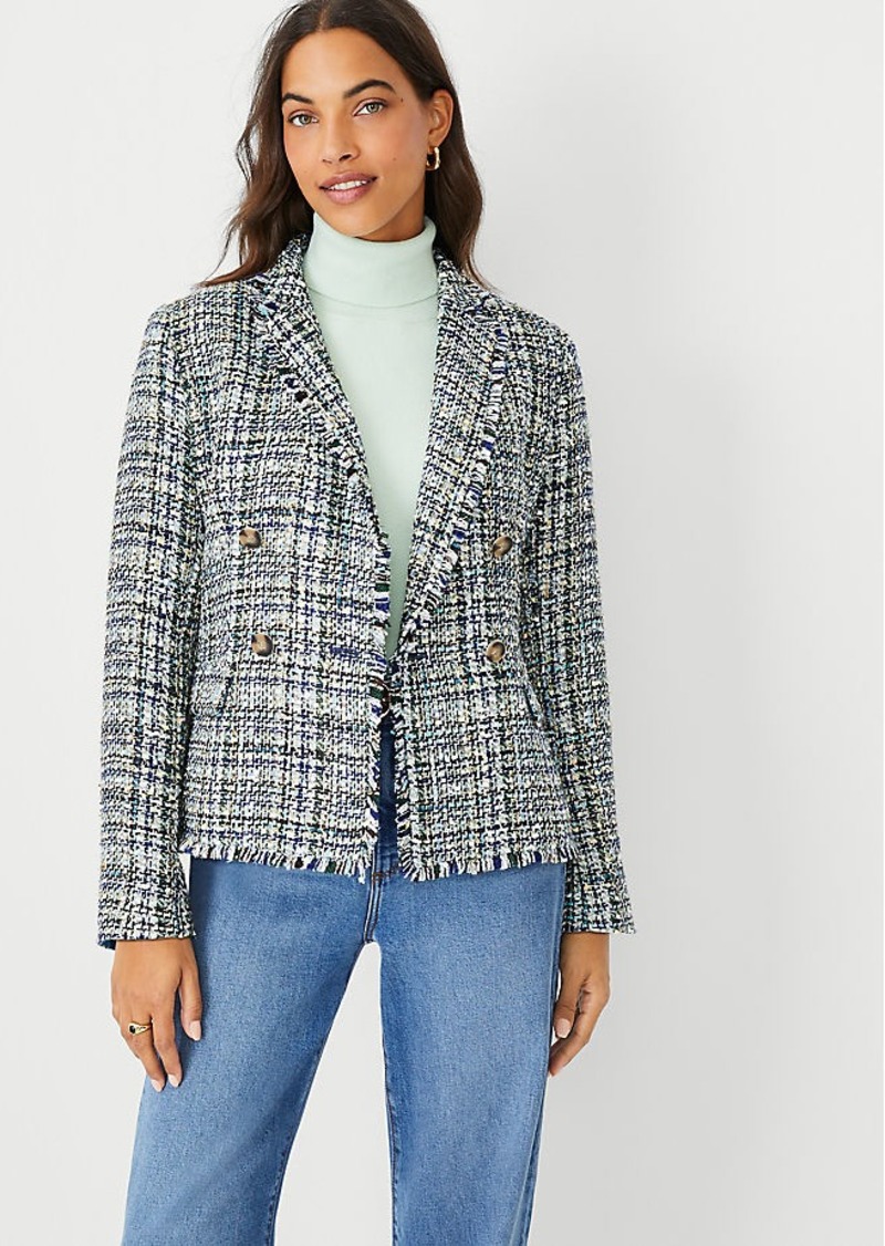 Ann Taylor The Petite Tailored Double Breasted Blazer in Shimmer Tweed