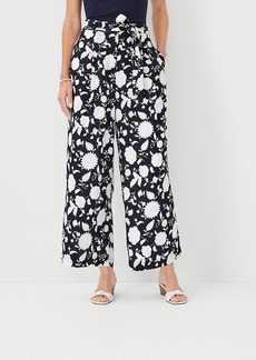Ann Taylor The Petite Tie Waist Pleated Wide Leg Ankle Pant in Floral