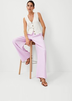 Ann Taylor The Single Pleated Wide Leg Pant in Linen Blend