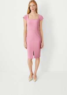 Ann Taylor The Scooped Square Neck Front Slit Sheath Dress in Bi-stretch - Curvy Fit