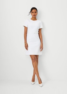 Ann Taylor The Short Sleeve Belted A-Line Dress in Stretch Cotton
