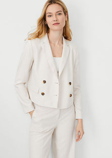 Ann Taylor The Tall Cropped Double Breasted Blazer in Textured Stretch