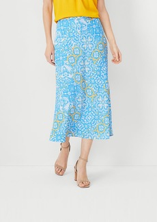 Ann Taylor Tile Print Side Zip Midi Skirt