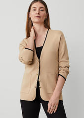 Ann Taylor Tipped V-Neck Sweater Blazer