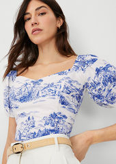 Ann Taylor Toile Puff Sleeve Top