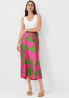 Ann Taylor Tropical Bias Midi Slip Skirt