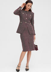 Ann Taylor Tweed Button Pencil Skirt