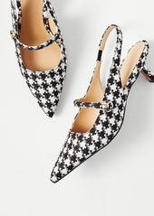 Ann Taylor Houndstooth Mary Jane Kitten Heels