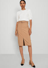 Ann Taylor Twill Belted Midi Pencil Skirt