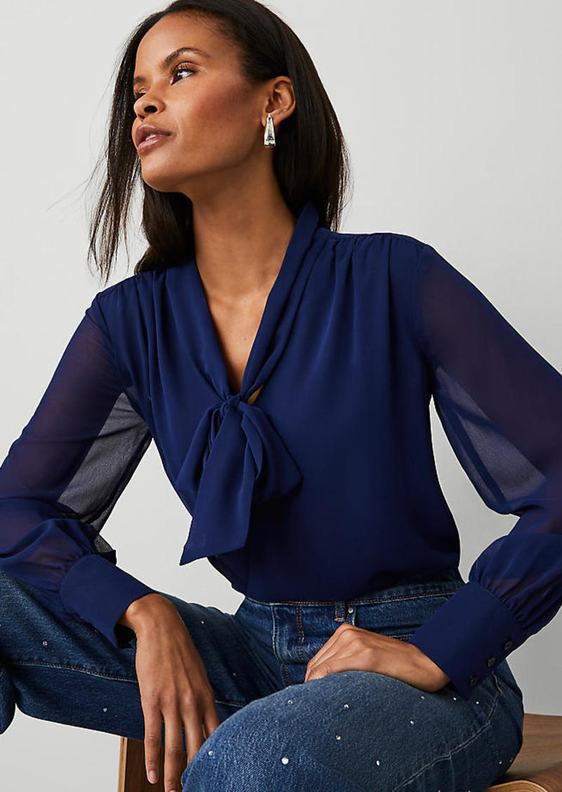 Ann Taylor V-Neck Bow Blouse