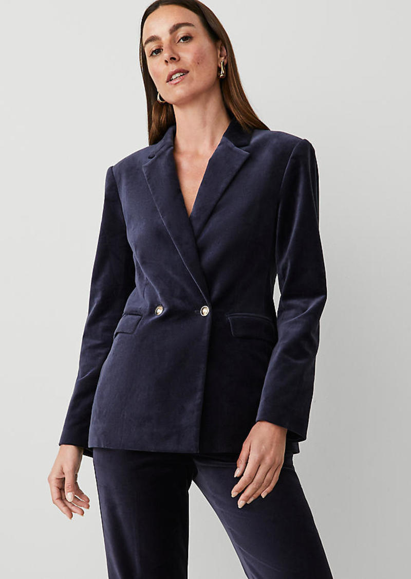 Ann Taylor Velvet Tailored Double Breasted Blazer