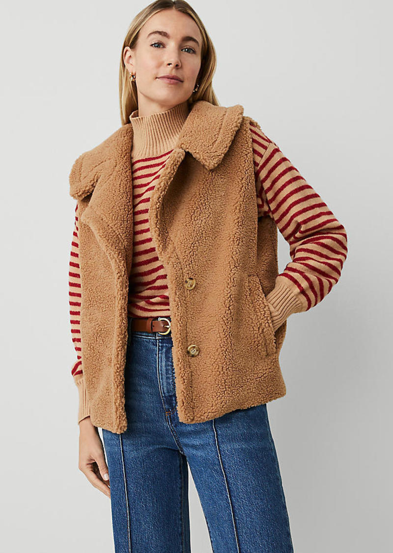 Ann Taylor Collared Sherpa Vest