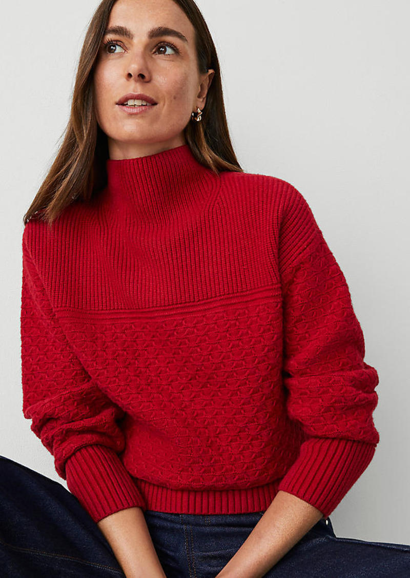 Ann Taylor Mixed Stitch Drop Shoulder Sweater