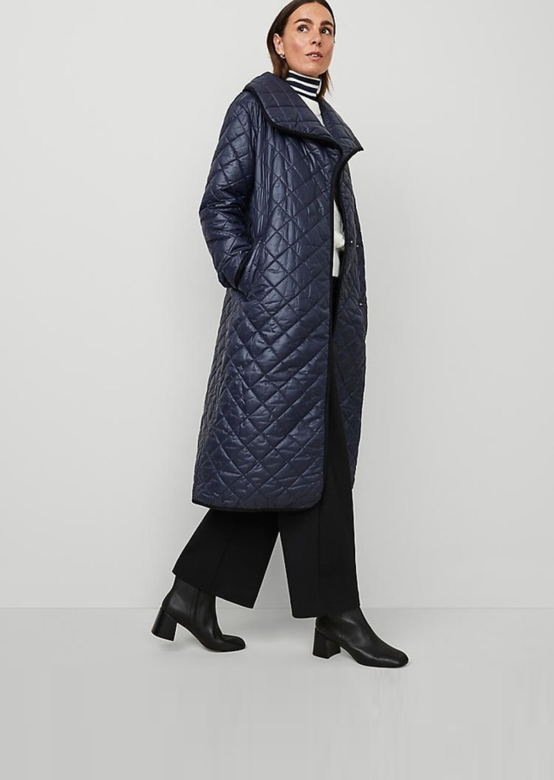 Ann Taylor Quilted Drape Collar Belted Puffer Coat