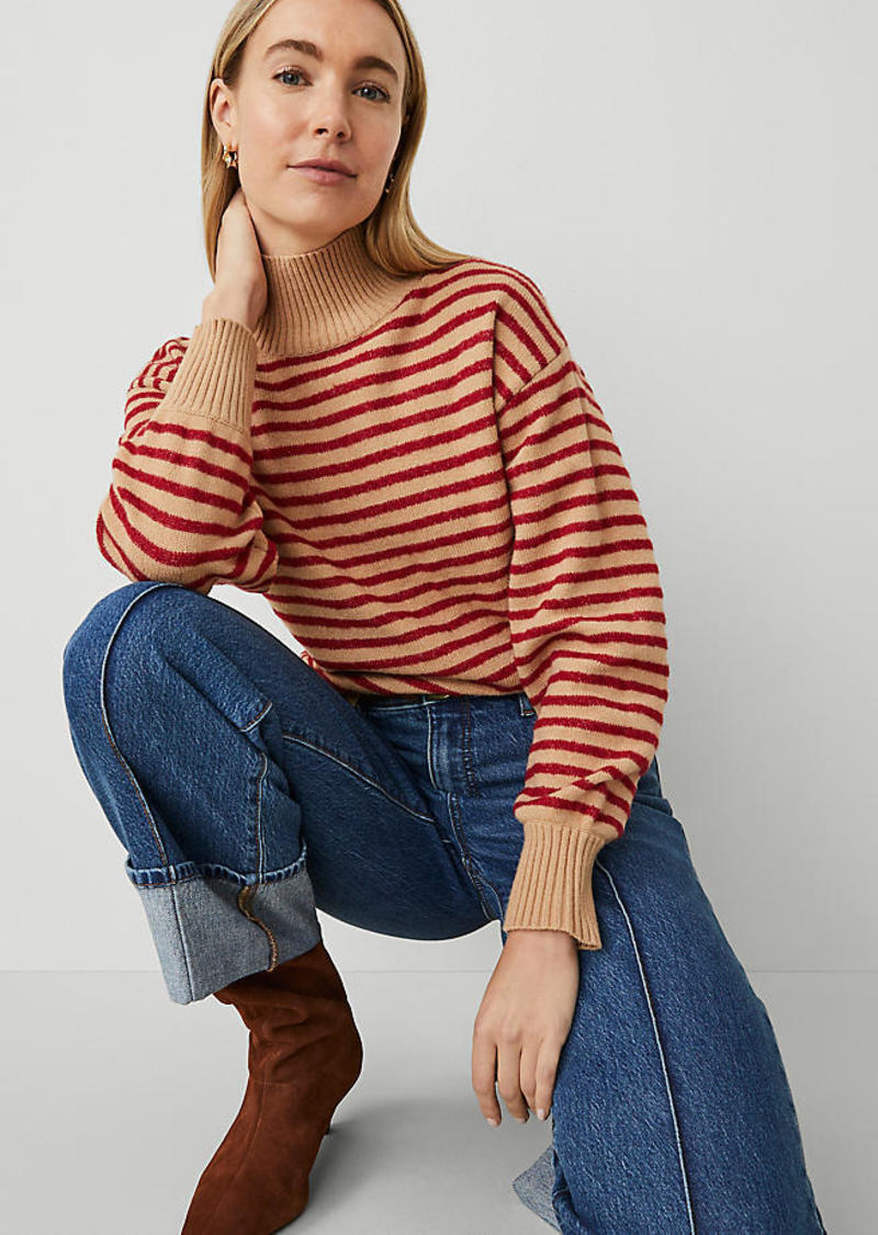 Ann Taylor Turtleneck Stripe Drop Shoulder Sweater