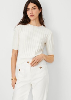 Ann Taylor Wide Ribbed Elbow Sleeve Sweater Tee