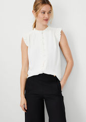 Ann Taylor Petite Mixed Media Ruffle Shell Top