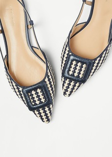 Ann Taylor Woven Leather Covered Buckle Slingback Flats