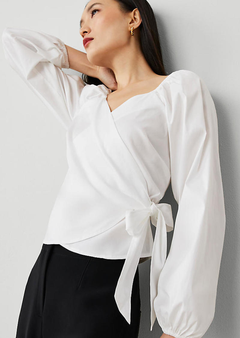 Ann Taylor Wrap Tie-Waist Blouse