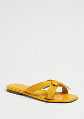 Ann Taylor Ava Leather Bow Flat Slide Sandals