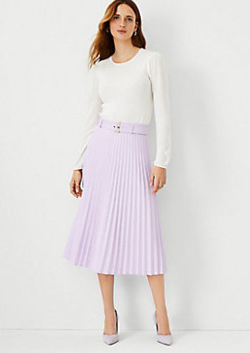 Ann Taylor Belted Pleated Midi Skirt