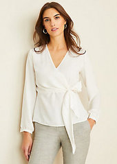 Ann Taylor Belted Wrap Top