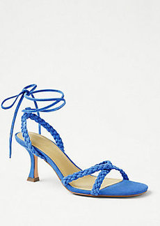 Ann Taylor Braided Suede Ankle Wrap Sandals