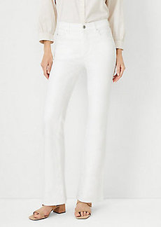 Ann Taylor Curvy Sculpting Pocket Mid Rise Slim Boot Cut Jeans in White