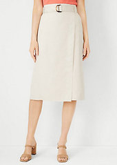 Ann Taylor D-Ring Belted Wrap Midi Skirt