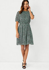 Ann Taylor Dotted Blossom Smocked Flare Dress