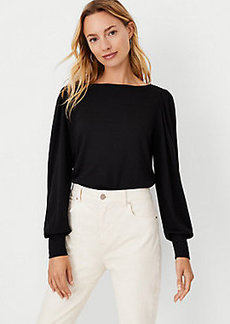 Ann Taylor Draped Sleeve Boatneck Top