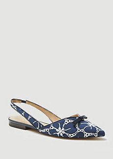 Ann Taylor Embroidered Bow Slingback Flats