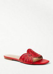 Ann Taylor Eyelet Perforated Leather Slide Sandals