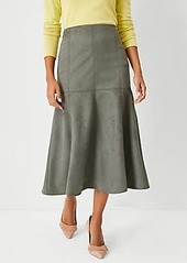 Ann Taylor Faux Suede Flare Midi Skirt