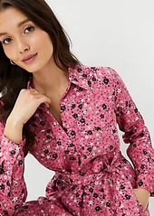 Ann Taylor Floral Collared Belted Shirtdress