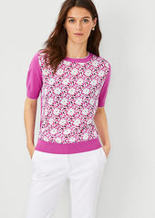 Ann Taylor Floral Mixed Media Sweater Tee