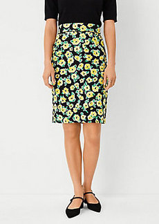 Ann Taylor Floral Piped Pencil Skirt
