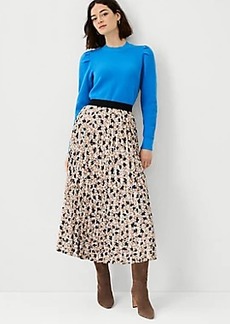 Ann Taylor Floral Pleated Midi Skirt