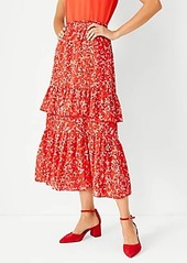 Ann Taylor Floral Tiered Ruffle Midi Skirt 