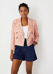 Ann Taylor Fringe Tweed Cropped Double Breasted Blazer